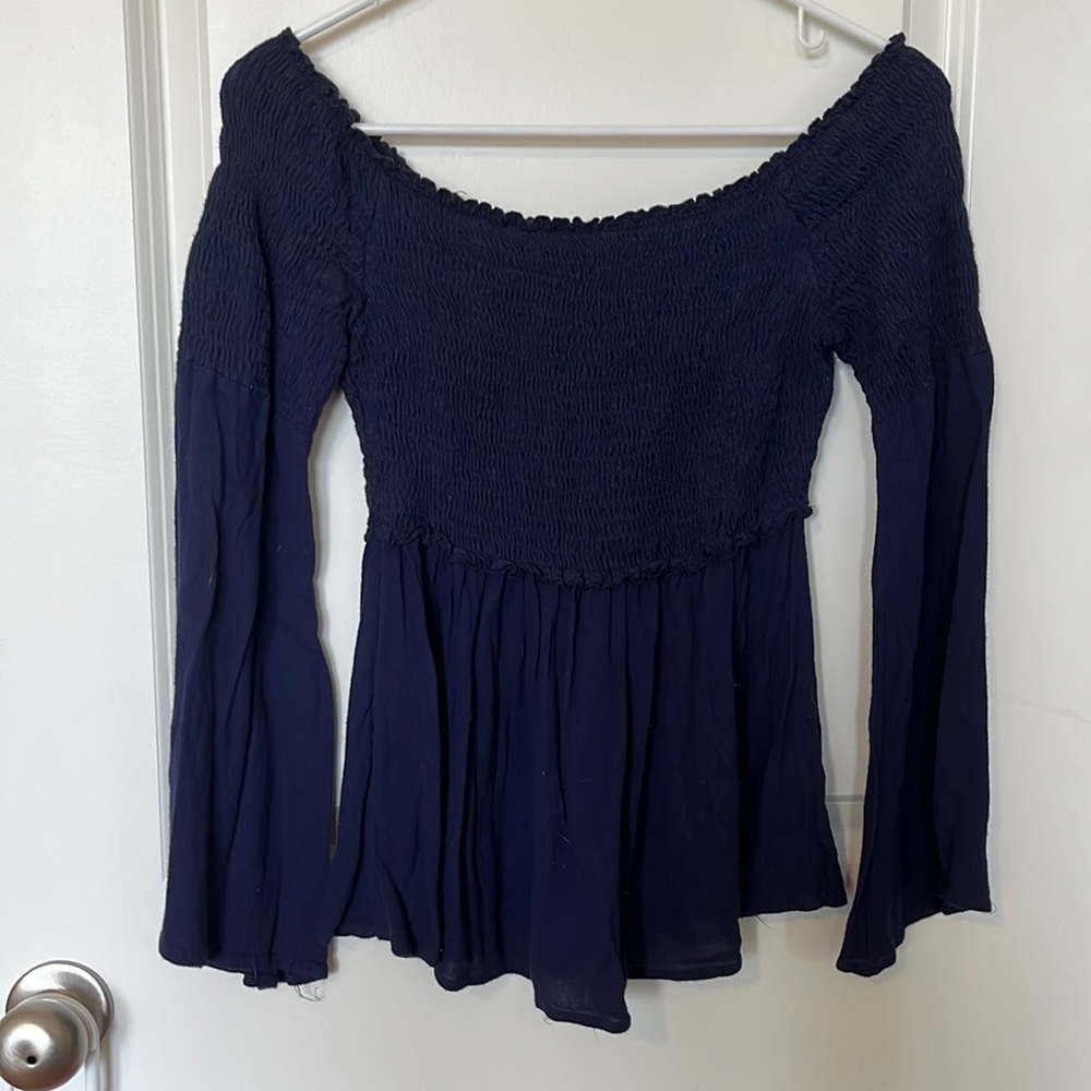 Off the shoulder, navy blue, Altar’d State shirt
